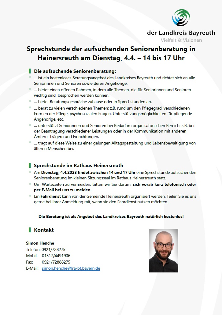 Sprechstunde der aufsuchenden Seniorenberatung in Heinersreuth am 4. April 2023 Bild 1